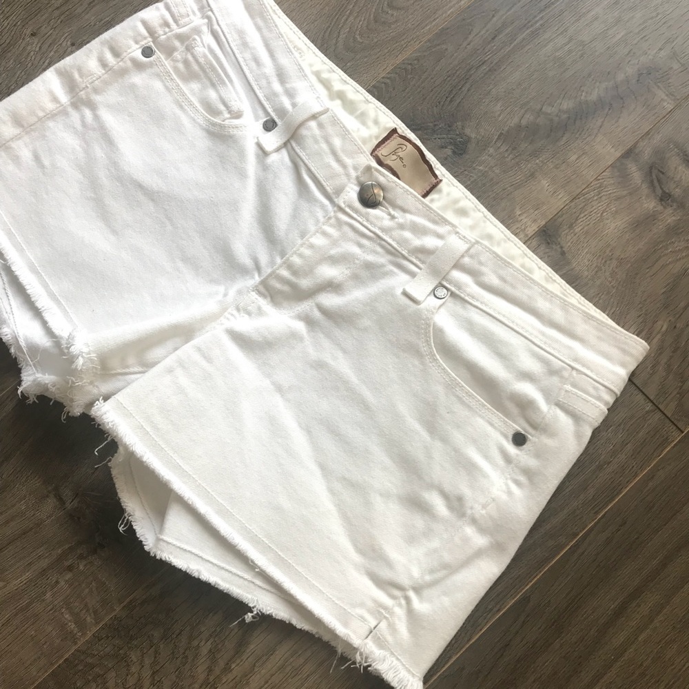 Paige White Fringed Denim Shorts - Picture 3 of 7
